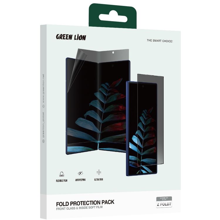 Green Lion Fold Privacy Protection Pack for Z Fold 7 with Maximum Coverage, Self-Healing Tech, Highly Responsive & Touch Sensitive, Anti-Scratch, Keep HD Clarity - Black