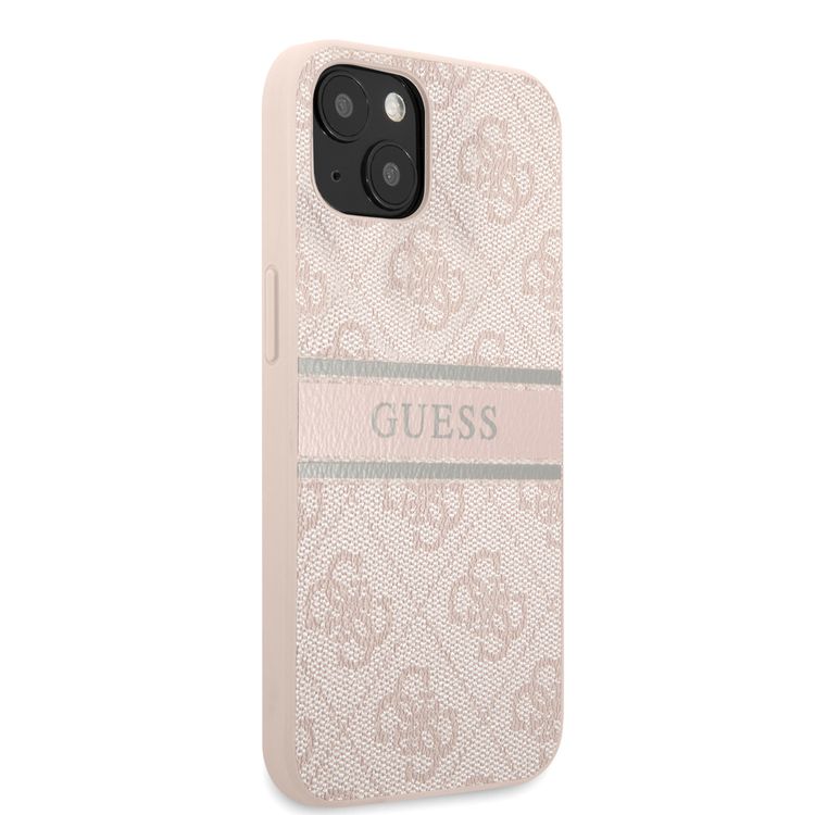 CG MOBILE Guess 4G PU Leather Case with Printed Stripe Compatible for iPhone 13 (6.1") Anti-Scratch, Easy Access to All Ports, Shock Absorption