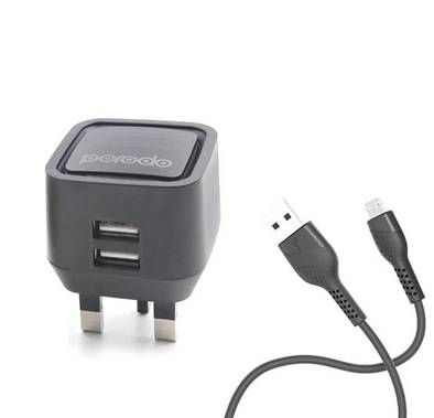 Porodo Dual USB Wall Charger 2.4A with PVC Micro USB Cabl...
