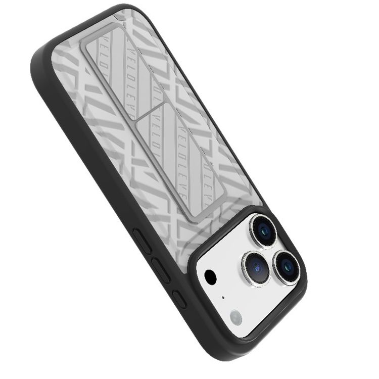 Levelo Morphix Cuero GripStand Case for iPhone 17 Pro Max, Raised Bezels for Camera & Screen, Shock-Resistant Bumper, Secure Hold, Horizontal & Vertical Viewing - Silverstone