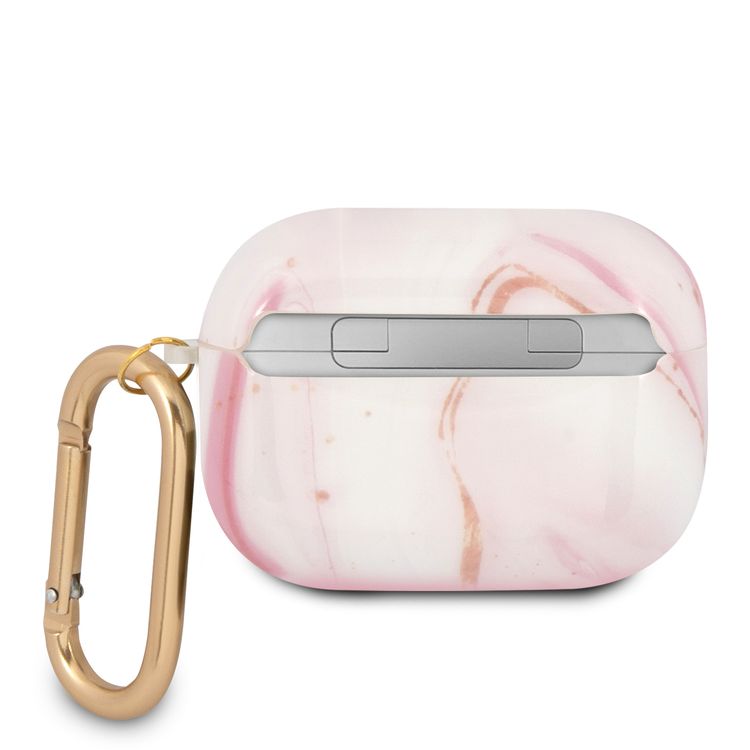 جراب رخامي جديد لامع من سي جي موبايل من غيس مع حلقة مضادة للفقد متوافق مع ايربودز وغطاء حماية ممتص للصدمات ومقاوم للغبار ، جراب مقاوم للخدش متوافق مع ايربودز برو مرخص رسميًا