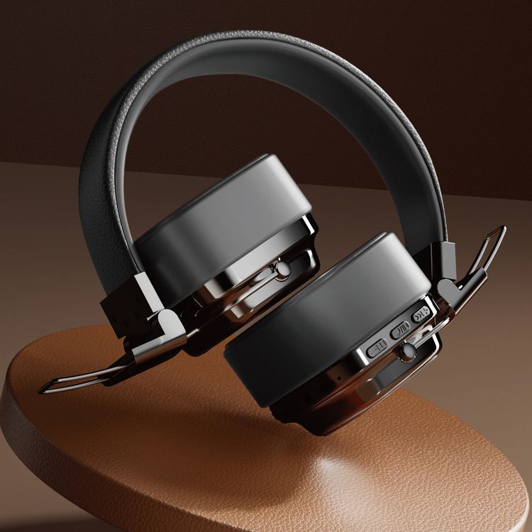 Porodo Soundtec Vintage Wireless ENC Headphones, Up to 12 Hours Battery Life, 10m Transmission Distance, 350mAh Battery Capacity, 2 Hours Recharge Time  - Black