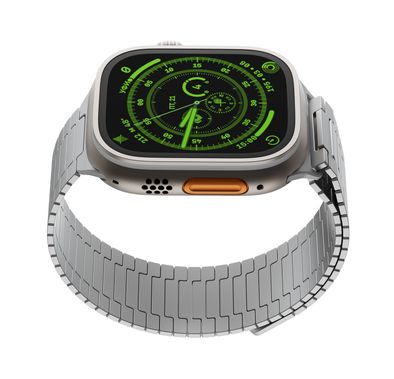 Levelo Milano Watch Strap for Apple Watch 49/46 mm, Lightweight & Highly Durable, Adjustable Links, Hypoallergenic Material, Anti-Oxidation Technology - Titanium