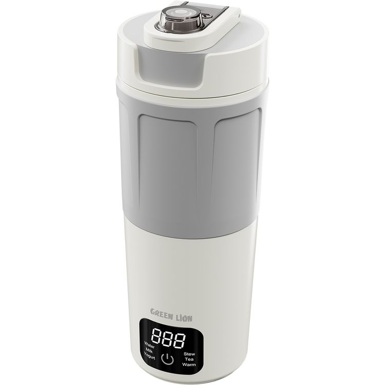 Green Lion Kettle & Go 600mL Electric Kettle with 300W Power, 6 Preset Functions, Type-C Power Input, 7-8 Minutes Heating Time, PP & Stainless Steel 304 Material, Touch Control, Auto Shut Off, Keep Warm Mode - White