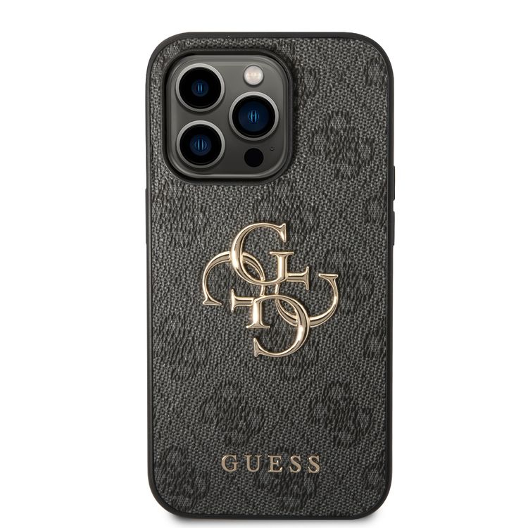 Guess PU Leather 4G Classic and Stylish Case with Big Metal Logo iPhone 14 Pro Max Compatibility - Grey