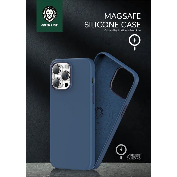 Green Lion MagSafe Silicone Case iPhone 14 Pro Max - Black