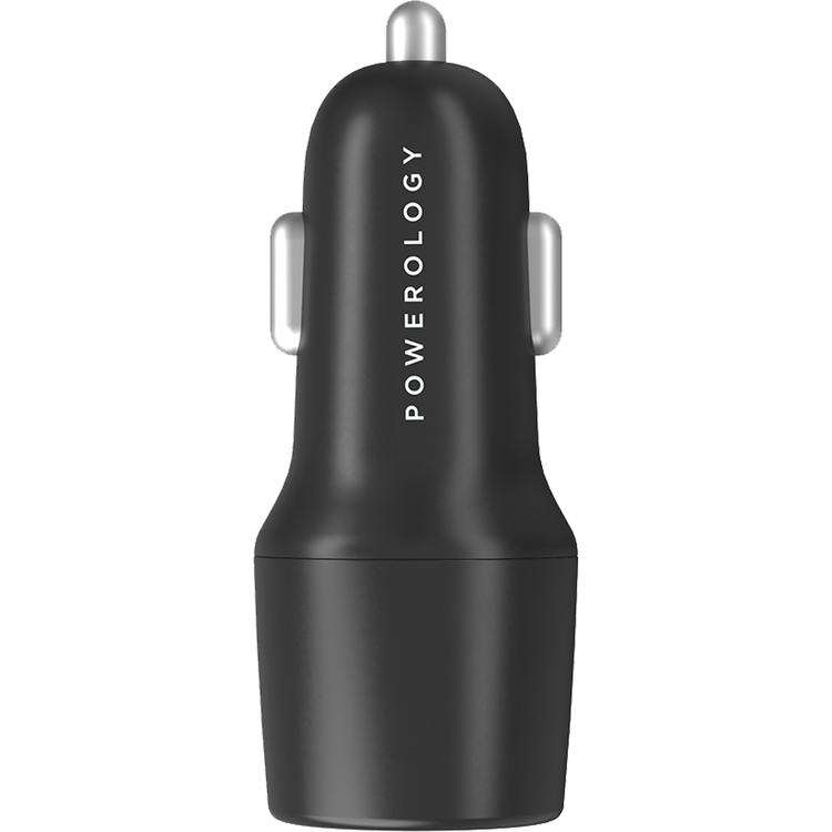 Powerology 53W Ultra-Quick Car Charger with Dual Output - Black