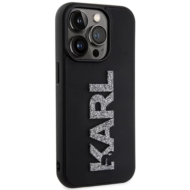 Karl Lagerfeld 3D Glitter Karl Logo Case for iPhone 15 Pro Max - Black