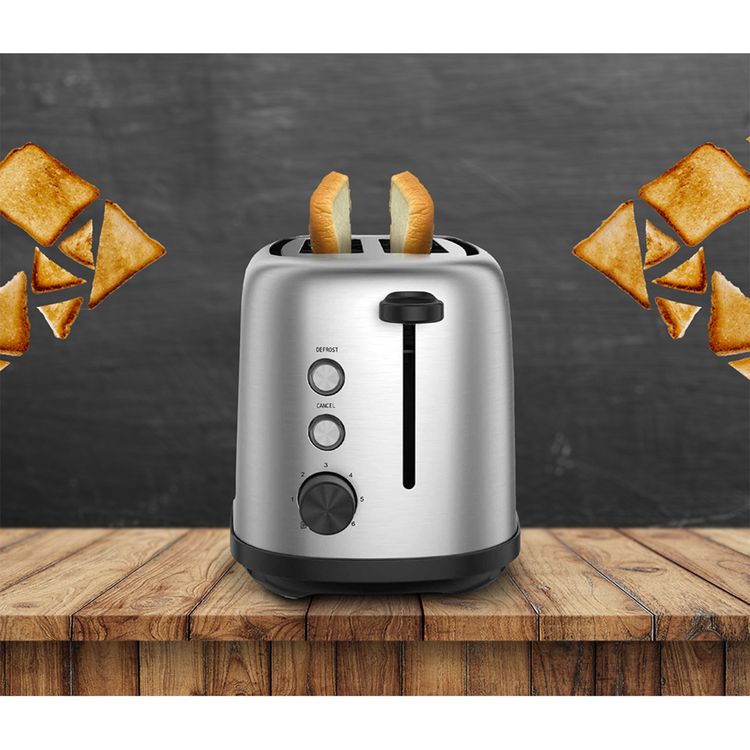 Porodo Lifestyle Golden Brown Toaster with Defrost Function, 6 Browning Options, 750W Power, Aluminum & ABS Material, Breadcrumbs Tray - Black