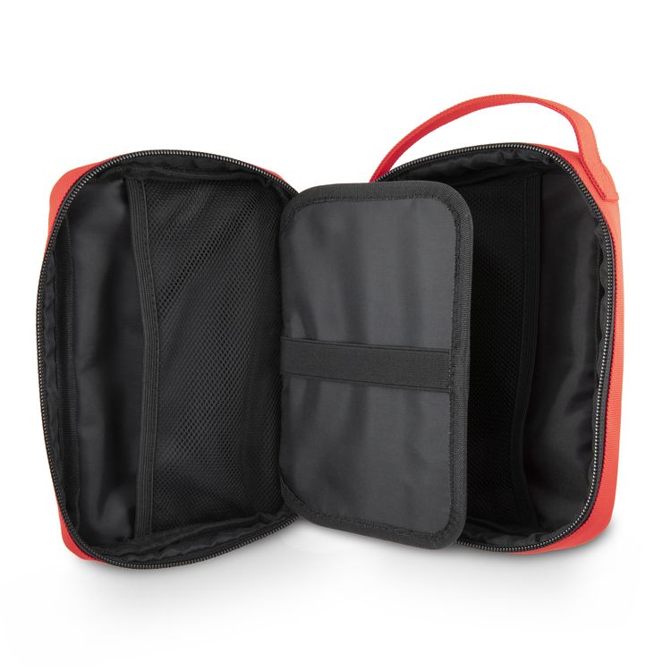 حقيبة يو إس بولو أسن نايلون للأجهزة اللوحية، مزودة بمنفذ USB، وجيب شبكي، وسحاب إغلاق، ومقابض حمل، ومساحة واسعة، وخفيفة الوزن، وسهلة الحمل - لون أحمر