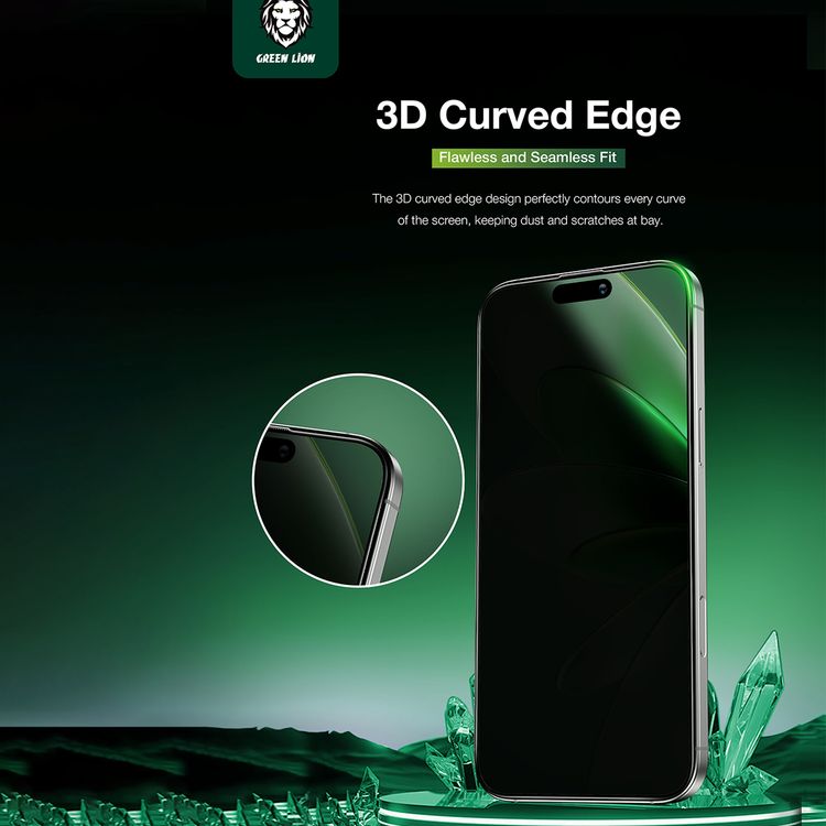 Green Lion Picasso 3D Privacy Screen Protector for iPhone 16, Drop Protection, Anti-Scratch, Shockproof Tested, Easy One-Touch Installation - Black