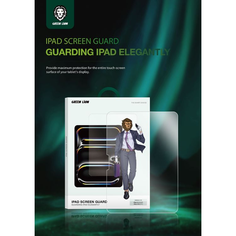 Green Lion iPad Screen Guard for iPad 10 (10.9") & iPad A16 (11"), Anti-Fingerprint, Oleophobic Coating, Anti-Scratch, Precise Touch, Anti-Broken - Clear