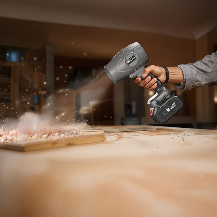 Green Lion Storm Jet Cordless Blower with 21V Detachable Battery, Brushless Motor & Super Strong Wind, 36,000 RPM Range, 1000W Power - Gray