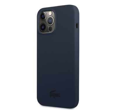 Lacoste Hard Case Liquid Silicone / Microfiber Glossy Printing Logo Compatible with iPhone 14 Pro - Blue