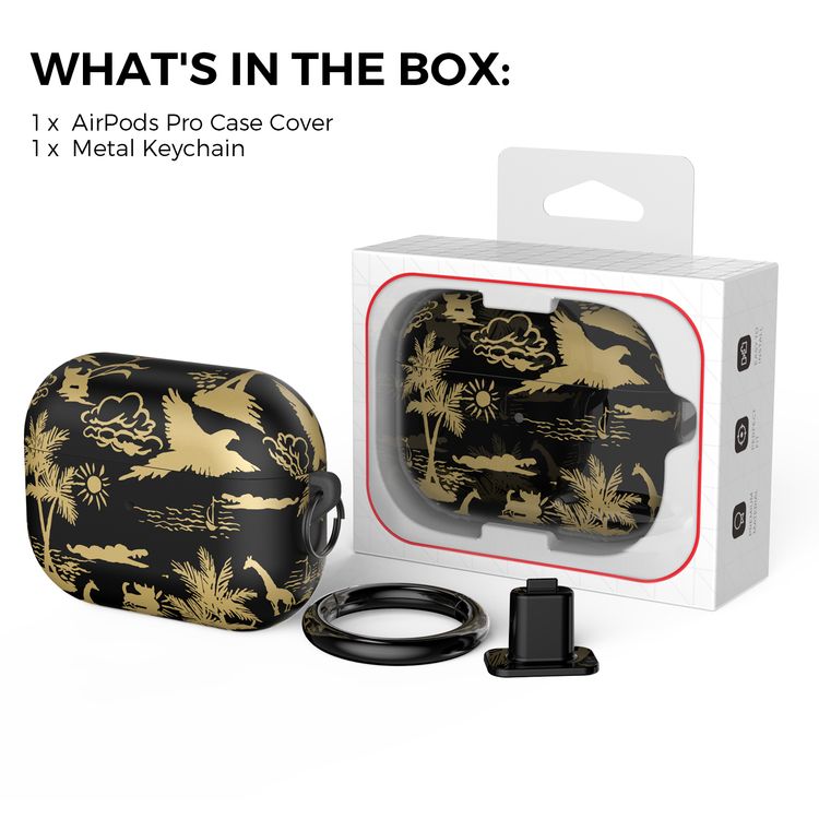 AhaStyle Premium TPU IMD Patterns Case with Anti-Lost Ring Compatible for AirPods Pro, Scratch Resistant, Shock Absorption, Drop Protection, & Dustproof Protective Hard Shell