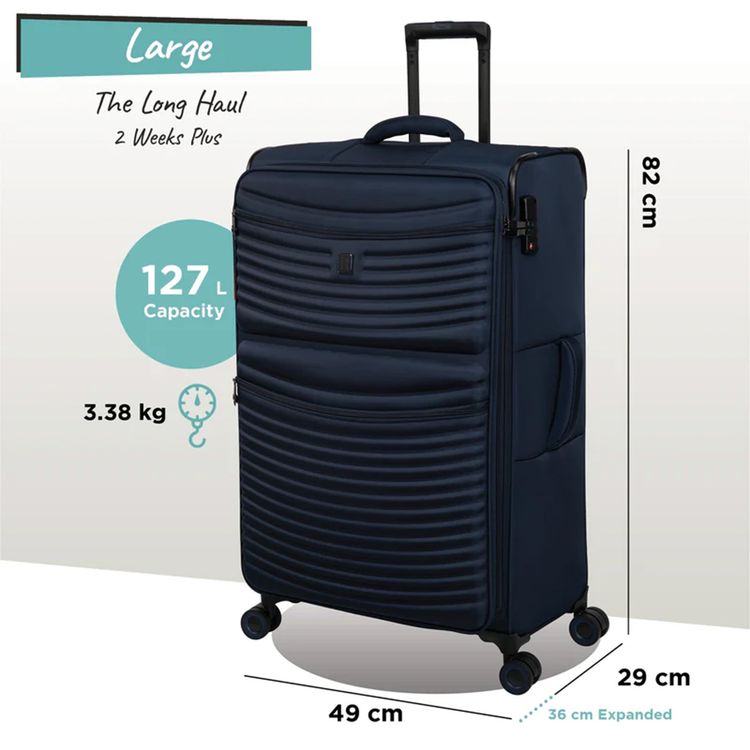 it luggage Precursor Unisex Lightweight Soft Case Trolley, Expandable Polyester Luggage with 8 Spinner Wheels, Telescopic Handle & TSA Lock - Large / Dress Blue