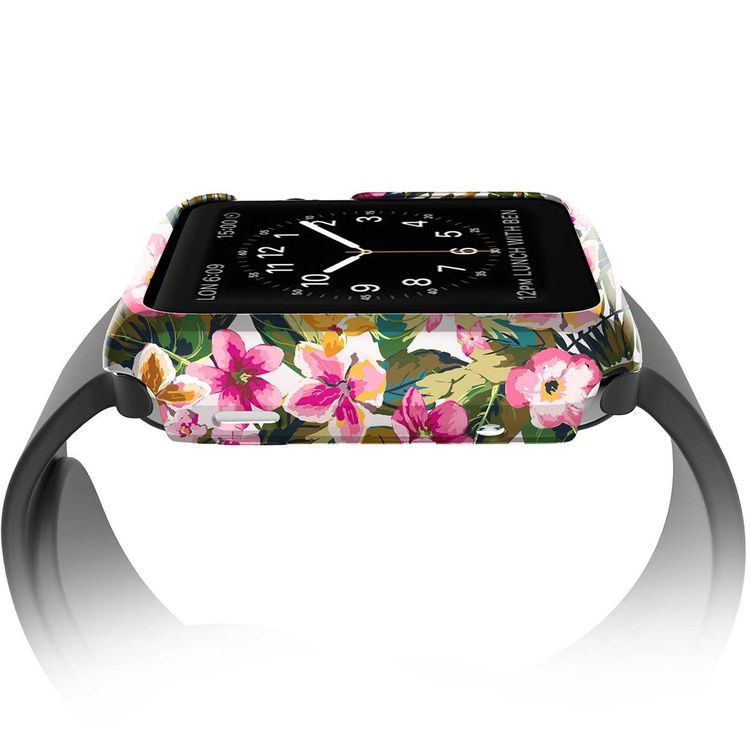 X-Doria Revel Floral Design Slim-fitting Band Compatible for Apple Watch 42mm - Scratch Resistance - Easy to Install - Full Access to All Controls & Features - Floral Smoke