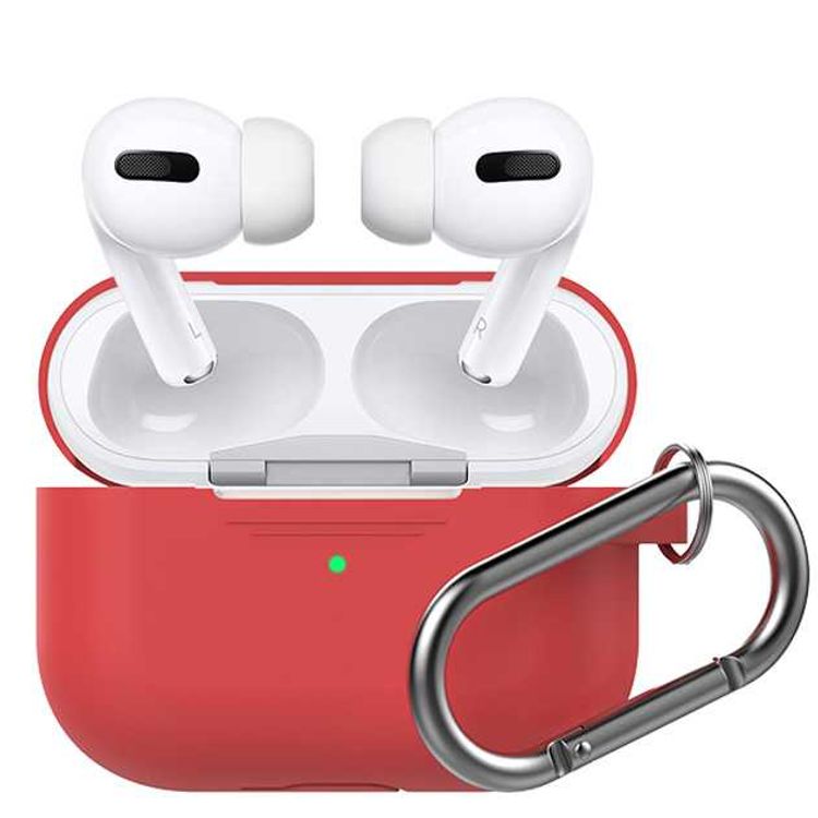 AhaStyle غطاء كامل سيليكون سلسلة مفاتيح لسماعات Airpods Pro - أحمر