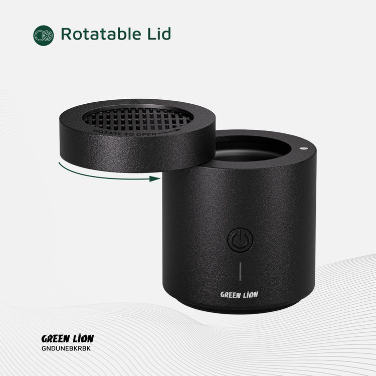 Green Lion Dune Bakhour Incense Burner with 2000mAh Battery Capacity, PA66 & Nylon Material, 300-400°C Heating Temperature, 2 Hours Charging Time, Type-C Charging Port, Strong Fragrance, Included Tweezer - Black
