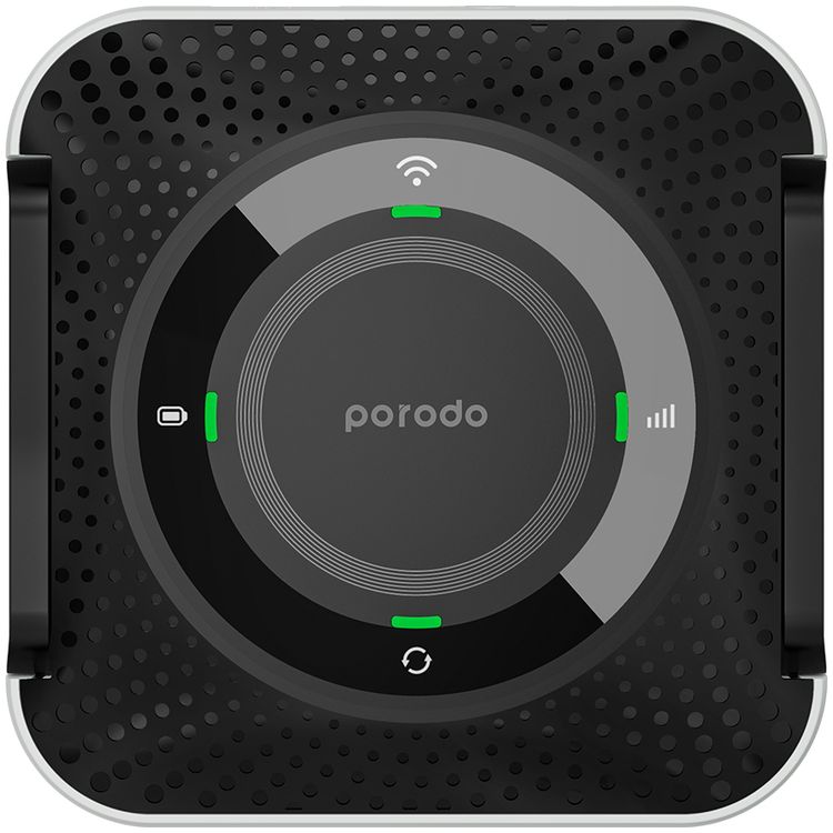 Porodo Home & Outdoor Portable Router 4G & LTE, 40m Signal Distance, 12 Hours Working Time, Up-to 10 Devices Connection Ability, 100Mbps LAN, Built-in Battery, Micro SIM, CPE & MiFi, CAT4 Category, 150Mbps Download Rates & 50Mbps Upload Rates - Black
