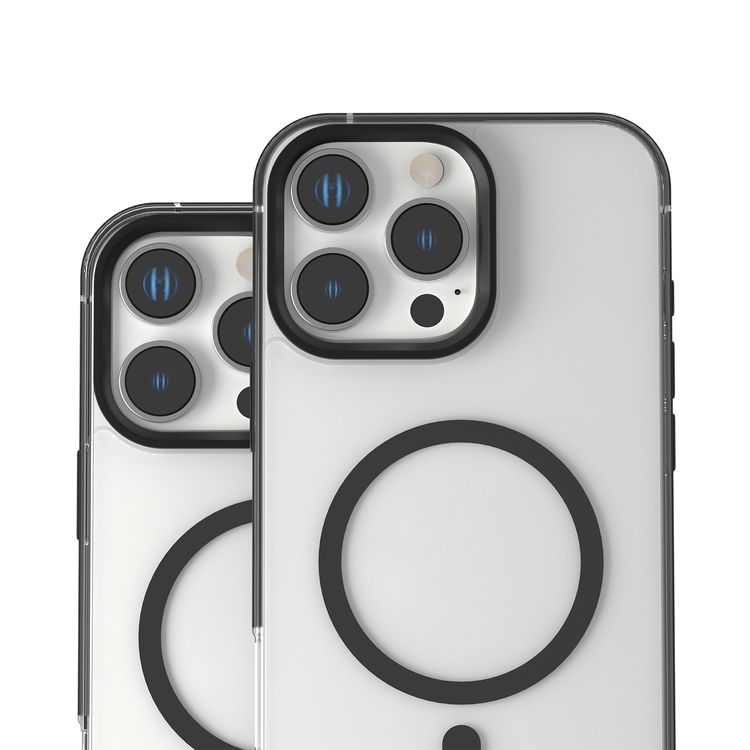 Levelo Claire Magsafe Case with Aluminum Bumper Case for iPhone 16 Pro Max, Hybrid Case, MagSafe Compatibility - Black