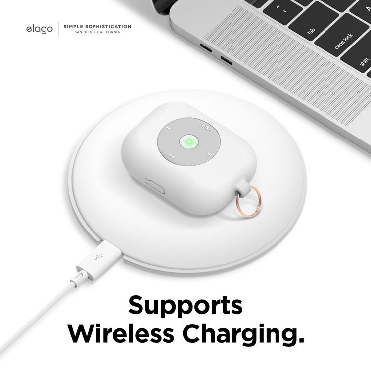 Elago AW6 Hang Case Compatible for AirPods Pro, Old School Music Player Design, Scratch Resistant, Shock Absorption, Drop Protection, & Dustproof Protective Silicone Cover