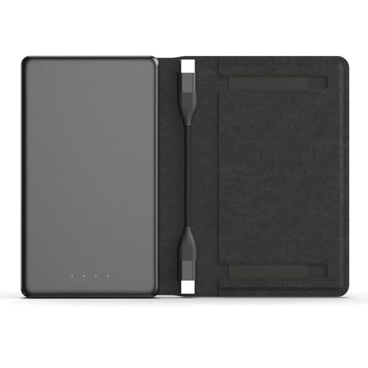 Levelo Vermont 3-in-1 Portable Wallet Power Bank,  5000mAh Battery Capacity, Lithium - ion Battery, Aluminum + PU Leather Finish Material, Fast Charging - Black