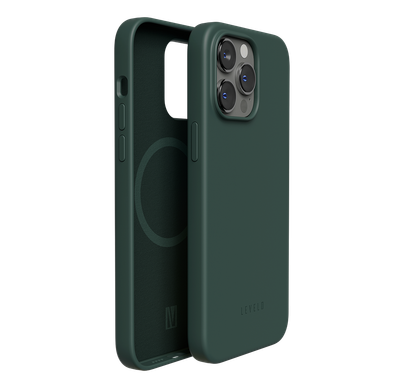 Levelo Iris Magsafe Compatibility Liquid Silicone Case for iPhone 14 Pro Max, Magsafe Compatible, Camera lens Protection, Shock-Proof Edges - Dark Green