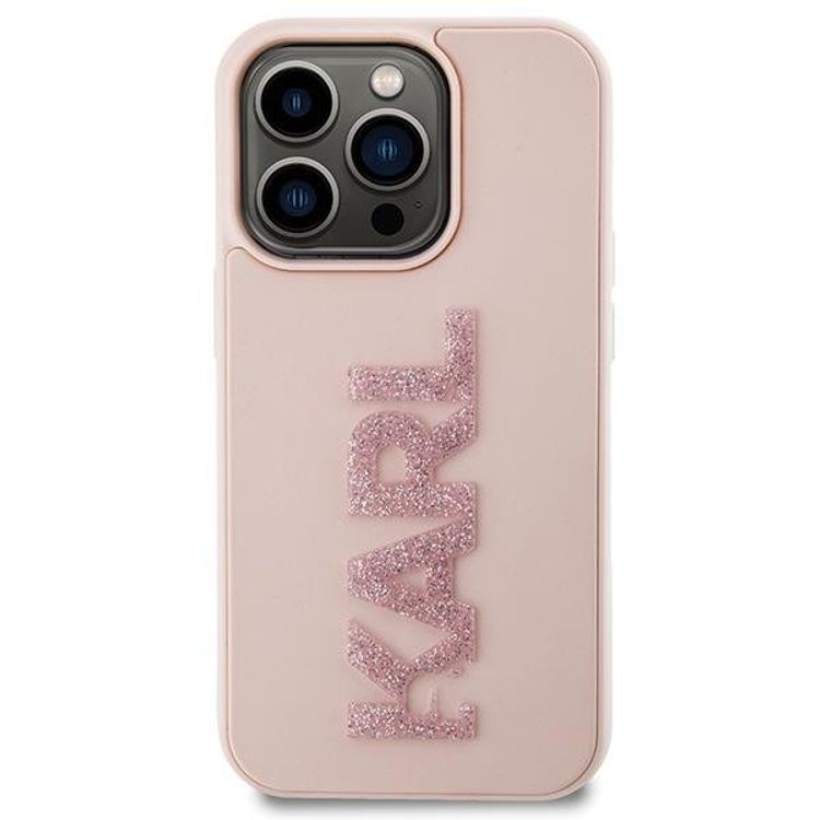 Karl Lagerfeld 3D Glitter Karl Logo Case for iPhone 15 Pro Max - Pink