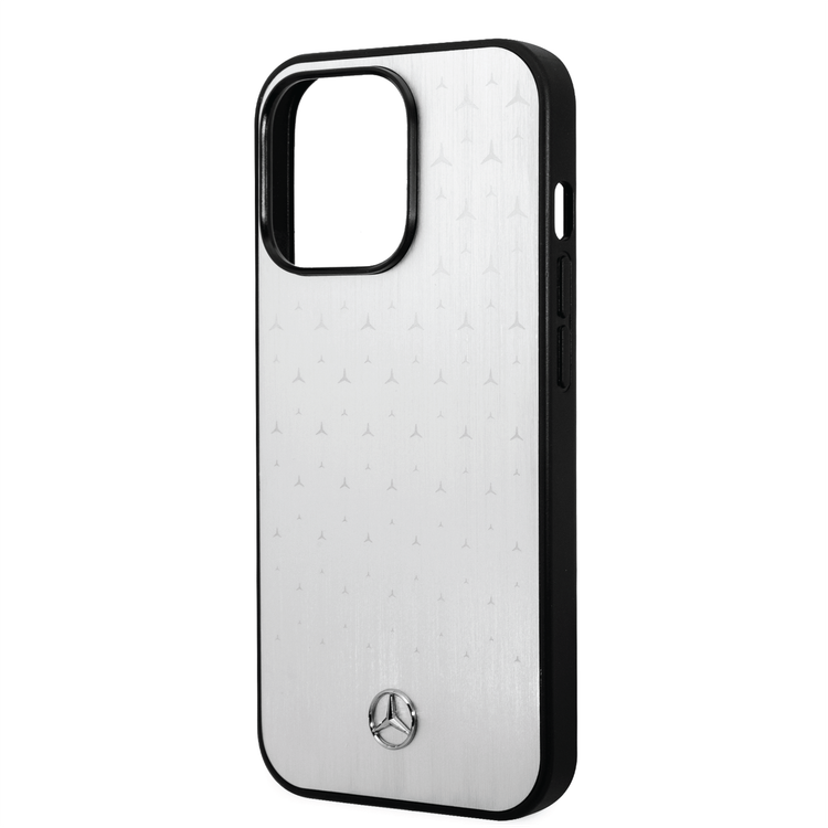 Mercedes-Benz Aluminum Case with Star Pattern Bumper Protection iPhone 14 Pro Compatibility - Silver