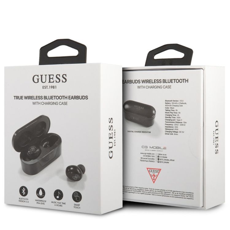 CG MOBILE Guess GUTWST31EK TWS Digital Earbuds BT5 Classic Logo, Universal, Waterproof - Black