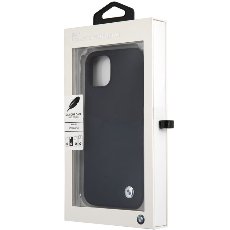 CG MOBILE BMW Liquid Silicone Hard Case Metal Logo Compatible for iPhone 13 (6.1") Easy Access to All Ports, Anti-Scratch - Blue