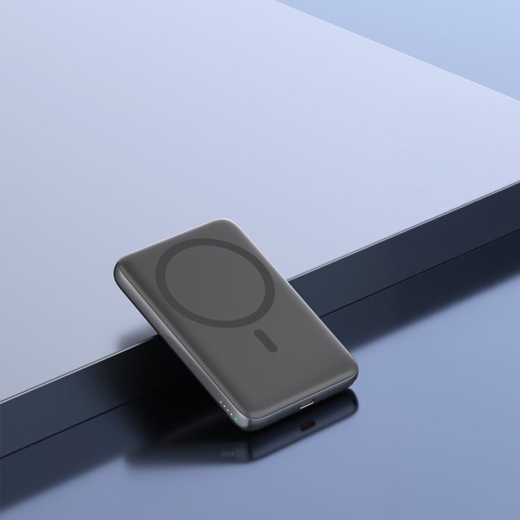 Green Lion Vetra 5000mAh Power Bank with USB-C to USB-C Cable Strap, 20W Power Delivery, Fast Charge Support, MagSafe Compatible, Multiple Protection - Gray