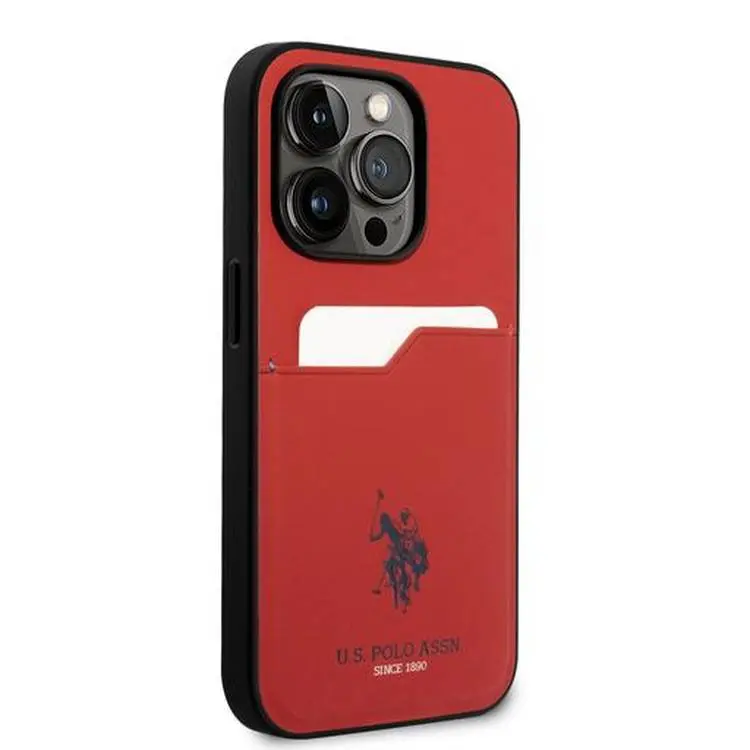 U.S.Polo Assn. PU Card Slot DH Hard Case  - Red - iPhone 15 Pro Max