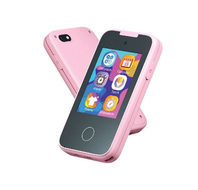 الهاتف الذكي للأطفال من Green Lion بشاشة IPS مقاس 2.8 بوصة، مع 13 لعبة محملة مسبقًا، سعة بطارية 600 مللي أمبير، إمكانية التقاط الصور والفيديو، ودقة شاشة 240×320 بكسل - اللون الوردي