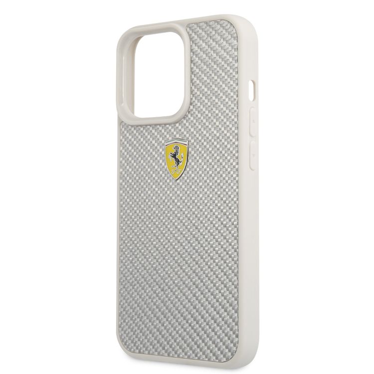 CG MOBILE Ferrari Real Carbon Hard Case Metal Logo Compatible for iPhone 13 Pro (6.1") Scratches Resistant, Easy Access to All Ports