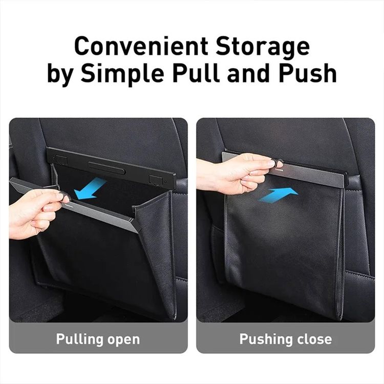 Baseus Large Garbage Bag for Back Seat of Cars, Magnetic Closure, Easy Attachment with Hooks, 5kg Maximum Weight Load, Waterproof and Leakproof - Black