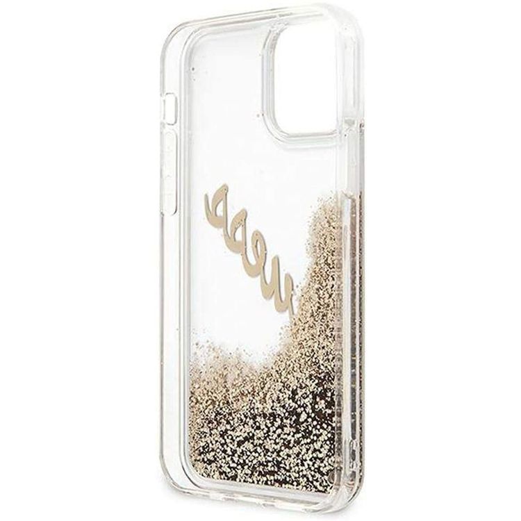 Guess Liquid Glitter Script Hard Case for iPhone 12 / 12 Pro ( 6.1" ) - Gold