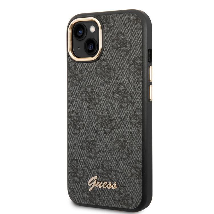 Guess PC/TPU 4G PU Case with Metal Camera Outline & Buttons iPhone 14 Plus Compatibility - Black