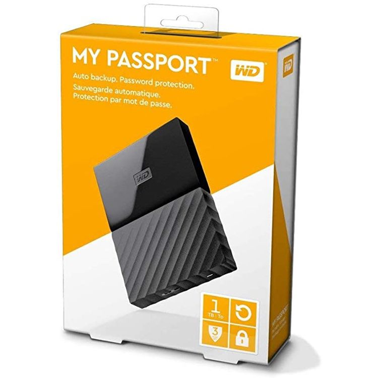 Western Digital WDBYNN0010BBK-WESN Passport 1 TB Portable Hard Drive for PC, Xbox One and PlayStation 4 - Black