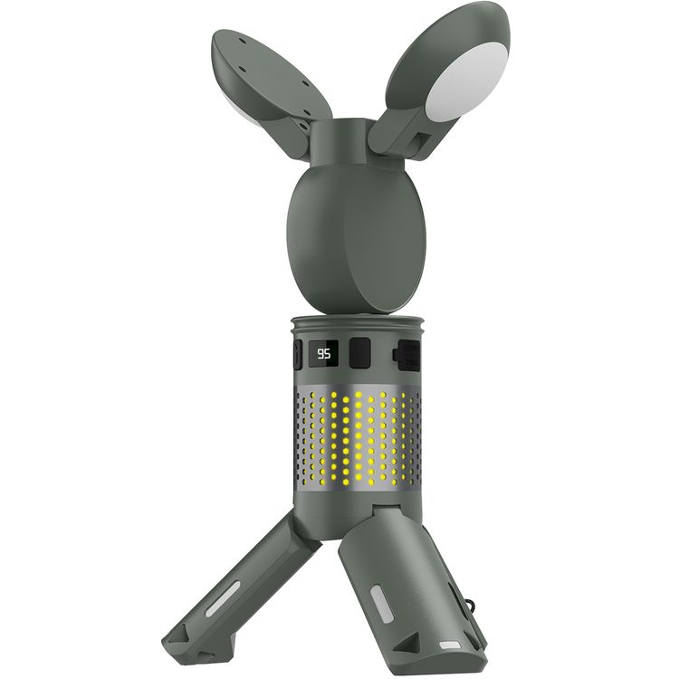 Porodo Foldable LED Camping Lantern with Brightness Control, 7800mAh Battery Capacity, Multi-Angle Illumination, Top Spotlight Beam, Warm Reading Mode, Adjustable Telescopic Rod, Multi-Scene Mounting - Green