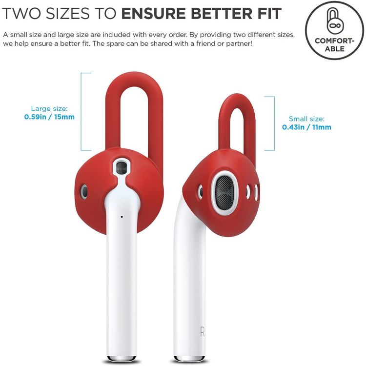 إيلاجو وسادة أذن من السيليكون لأجهزة ابل ايربودز من الجيل 1/2 ، حجمان ، سيليكون ممتاز ، تحافظ على أمانها وثباتها ، أسود