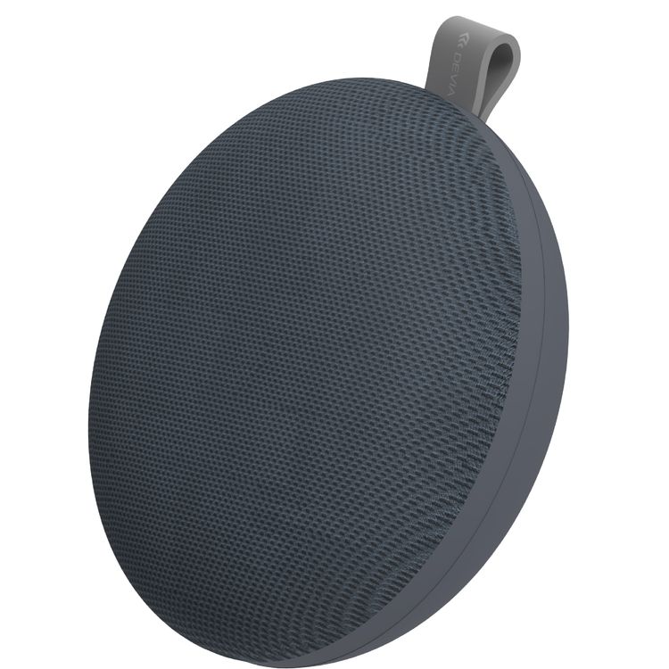Devia Kintone Series Fabric Wireless Speaker, 400mAh Large Capacity, Stylish Circular Appearance, High Quality Speaker, Clear Sound, Classic Fabric Skin, Friendly Feel - Gray
