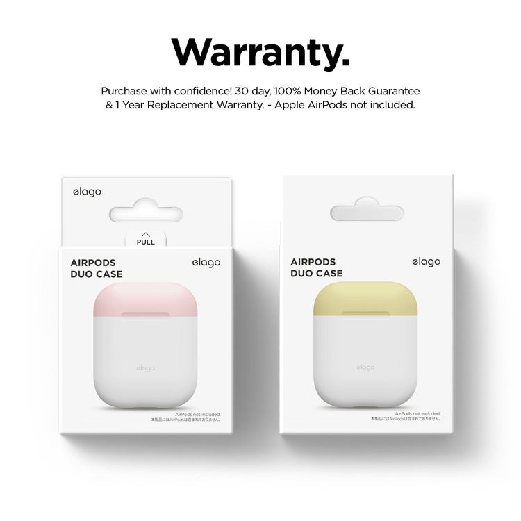 Elago Duo Silicone Case with Apple AirPods Case 1 & 2, Supports Wireless Chargers, Drop Resistant, Dustproof and Absorbing Protective Cover Body-White / Top-Pink, Yellow