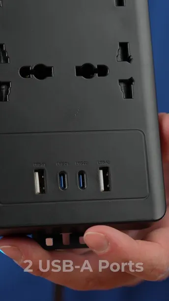 Powerology Power Strip with Power Switch in UAE | 20W PD, 3m, UK Plug, 5V/3A Simultaneous Use | (PWCUQC034)