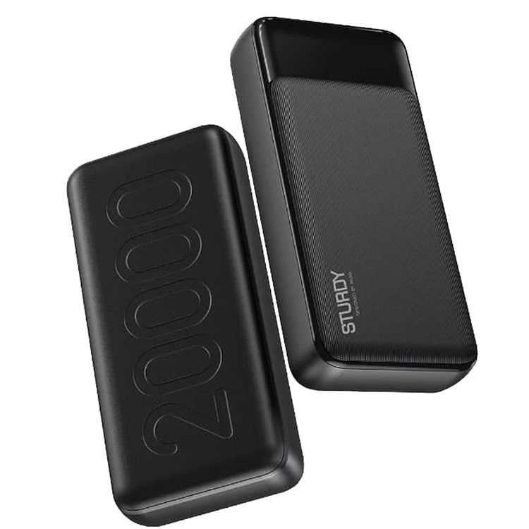 PAWA Sturdy PD20W 10000 & 20000mAh Powerbank With Digital Display and Type-C Cable Inside - Black