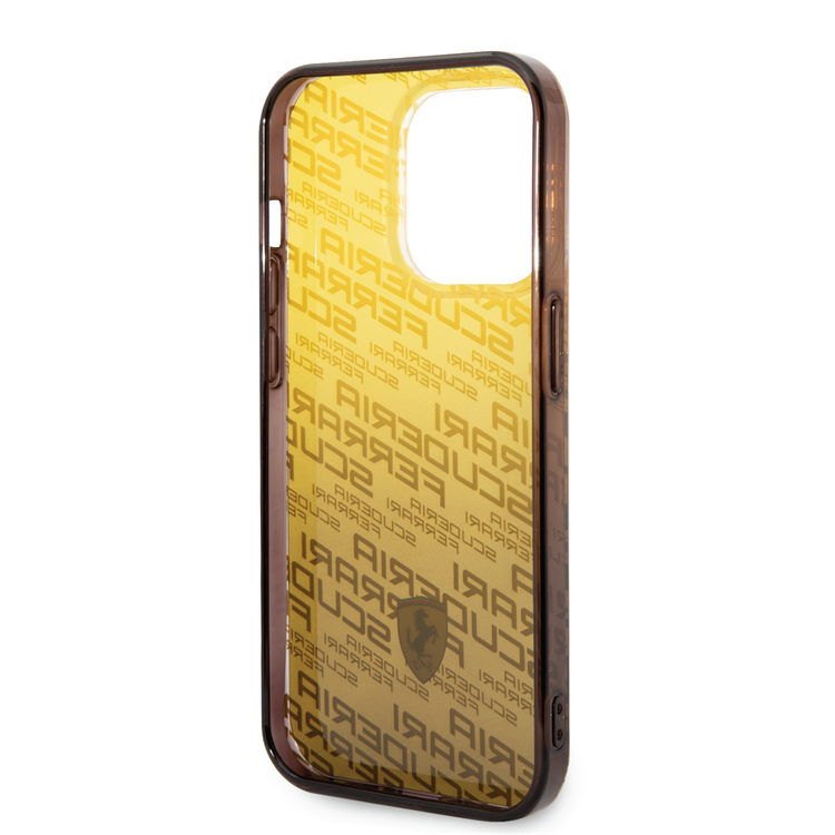 Ferrari Gradient PC/TPU Case with Allover Scuderia & Dyed Bumper iPhone 14 Pro Compatibility - Yellow