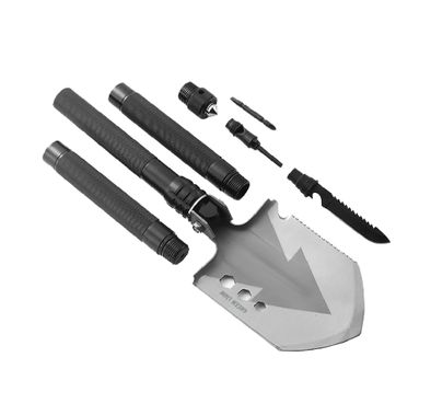 Green Lion Multi Shovel with Stainless Steel 420 Material, Aluminum Handle, Philips & Slotted Screwdriver, Fire Starter, Knife Blade, Rope Cutter, Bottle Opener - Black