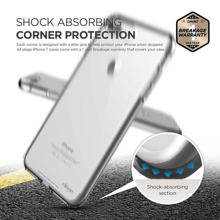 Elago Cushion Back Phone Case for iPhone 7/8 Plus Soft & Smooth TPU | Superior Impact Resistance | Ergonomic Design | 0.55mm Thick Screen Protection