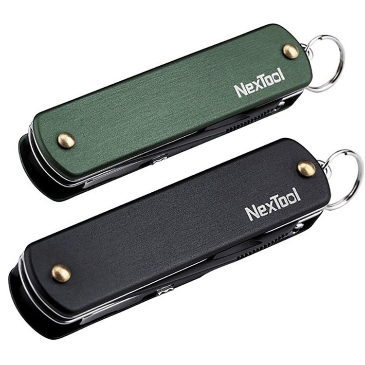 NexTool Multifunctional Folding Knife with Nail Clipper, Sharp Blades, Keychain Loop, File, Package Opener, Hook Cutter, Stainless Steel Material - Black